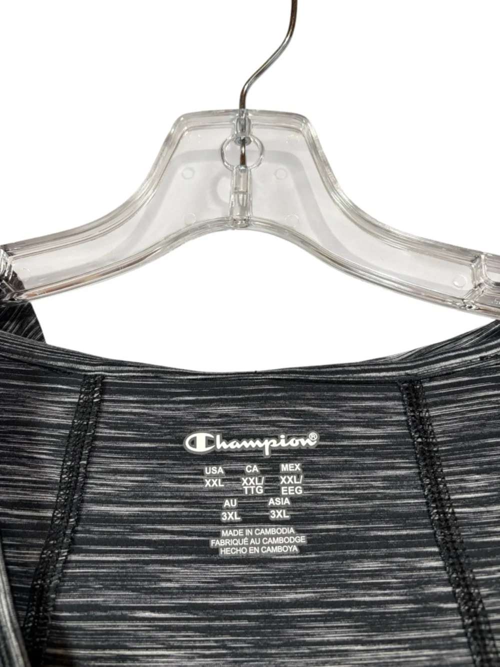 NEW, Champion, Plus Size Hoodie V-Neck, Grey Black, Space Dye Lightweight, XXL - Picture 3 of 8